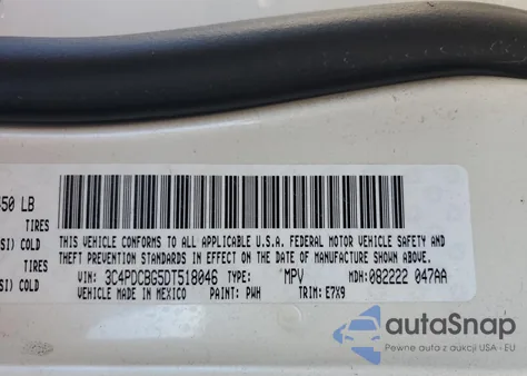 2013 Dodge Journey Sxt из США, поврежденный, VIN 3C4PDCBG5DT518046